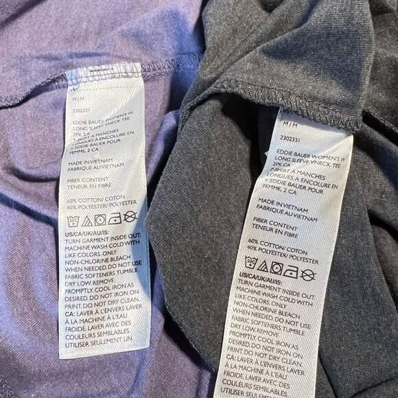 Eddie Bauer 2-Pack Long-Sleeve V-Neck T-Shirts - Mauve & Grey (Women's M/M) - Picture 7 of 11